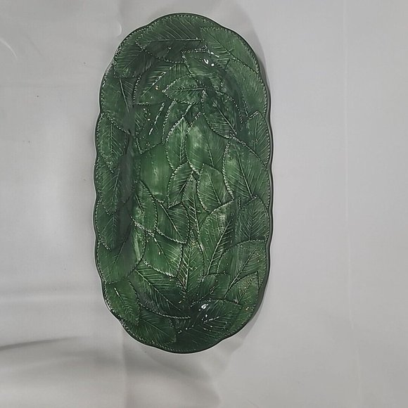 Vintage Italian Vietri Foglia Leonardo Lemon Leaf Pattern 16” Oval Platter - Picture 11 of 11